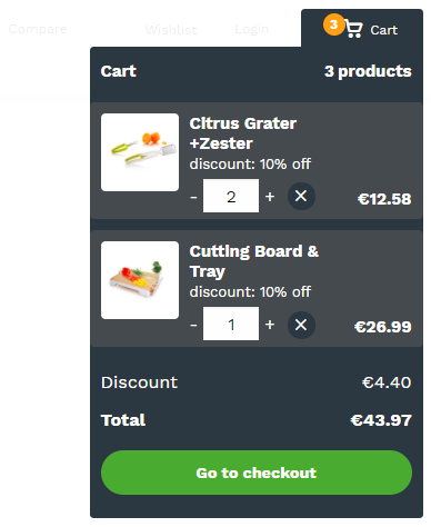 Mini cart output