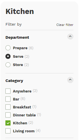 Catalog filter