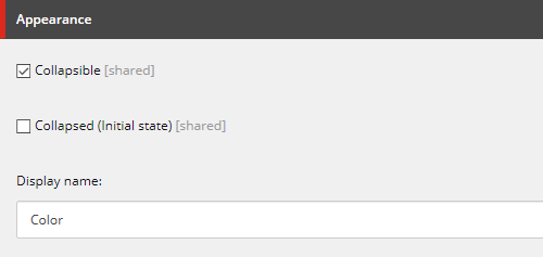 Facet appearance configuration